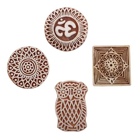 Set of 4 Piece New Mix Wooden Printing Block